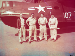 Matthews, Gingrass, Rose and Fournier near PBY aircraft.
