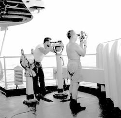 On deck taking measurements