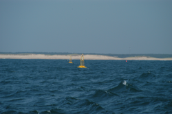 Surface buoys marking the offshore node components of MVCO.