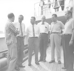 Group gathered on deck