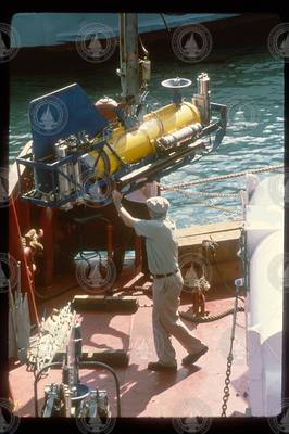 The Deep-Tow geophysical instrument package from Scripps.