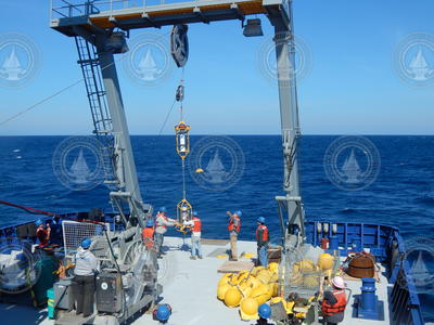 ADCP deployment onto the mooring line.