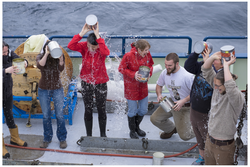 Participating in the 2014 ALS Ice Bucket Challenge on R/V Knorr.