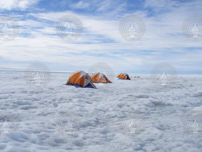 Expedition science party base camp on the ice.