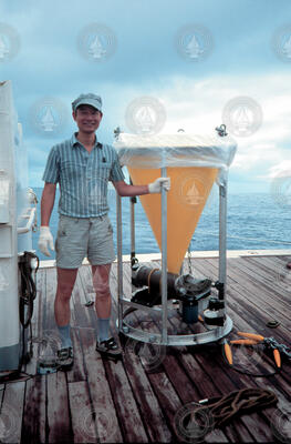Yoshi Nozaki with one of the sediment traps he uses.