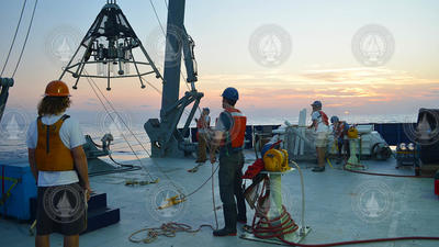Multicore deployment off R/V Neil Armstrong during cruise AR23-01.