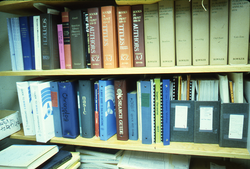 Books in the Research Library in Clark.