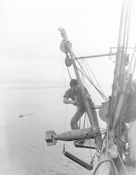 Eugene Krance with equipment on the Atlantis