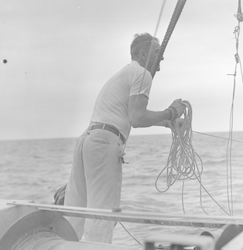 Stan Poole working on the deck of Bear