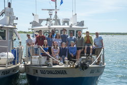 Group of Summer Student Fellows and instructors on board R/V Gulf Challenger.