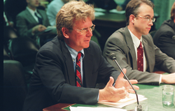 Bill Curry speaking at a US Senate committee hearing.