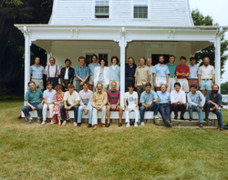 1989 Geophysical Fluid Dynamics program group on porch of Walsh Cottage.