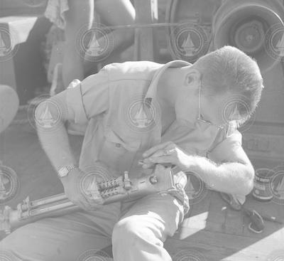 Otis Hunt cleaning Nansen bottle.