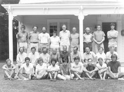 1984 Geophysical Fluid Dynamics program group on porch of Walsh cottage.