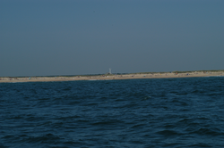Offshore view of MVCO Meteorological Mast, located at South Beach.