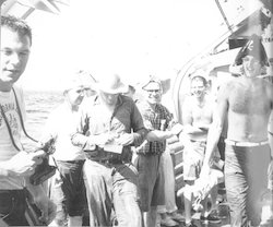 Men on deck, Equator Crossing ceremony