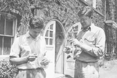 J. Lamar Worzel [left] and Maurice Ewing at Lehigh University