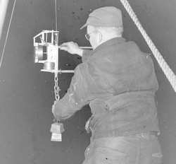 Frank Mather on Atlantis with Ekman current meter.