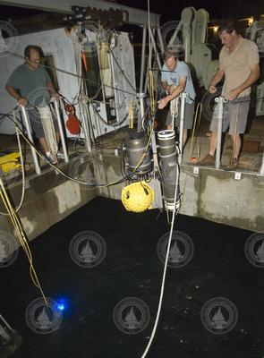 Optical Modem light visible under water during dock tests.