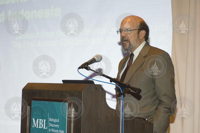 Dr. Stephen J. Atwood speaking at the Morss Tsunami workshop.