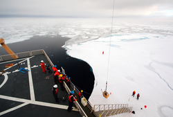 USCGC Healy working in the Beaufort Sea.