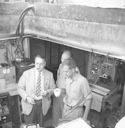 Dick Backus, Harold Barnes and Harold Edgerton on Yamacraw.