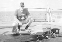 Frederick Hess with his IDOE model airplane