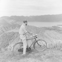 Dave Owen on a bicycle in the Azores