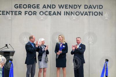 Applause for David Center donor and ribbon cutter, Wendy David.