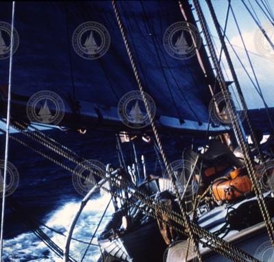 Atlantis under sail, deck view