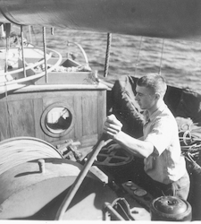 Buzzy McLaughlin with fishing winch of Caryn