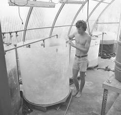 Terry Hammar in quonset hut.