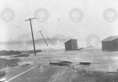 Nobska Beach during hurricane.