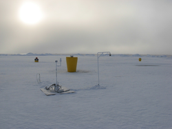 Deployed ITP buoys on the ice surface.