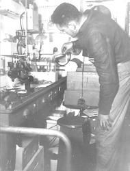 L. Hutchins in the top lab