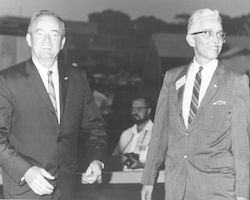 Vice President Hubert Humphrey [l] and Paul M. Fye