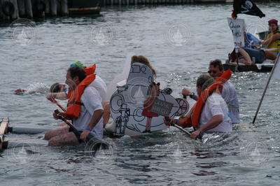 The Graphics team racing the Lulu2 through Great Harbor.