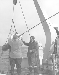 Hartley Hoskins and John Reitzel with transponding buoy