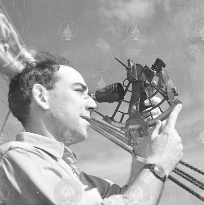Adrian Lane with sextant.