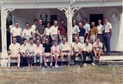 1968 Geophysical Fluid Dynamics program group on porch of Walsh cottage.