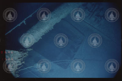 Overhead image of the Titanic wreck site, taken by the ANGUS sled cameras.