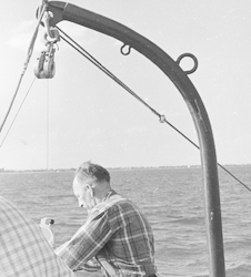 Robert Munns on deck of unidentified ship.