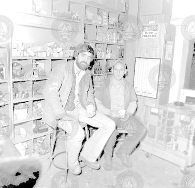 Ernie Charette and Charlie Clemshaw in the Electrical Shop