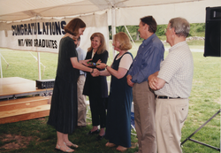 Kirsten Laarkamp shaking hands with Judy McDowell.