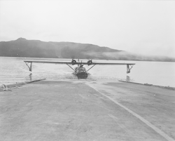 PBY aircraft coming out of water after landing