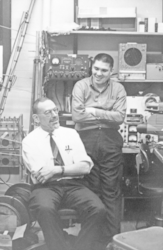 Bill Schevill and Bill Watkins in laboratory.