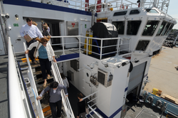 NSF associates touring the outer decks on board R/V Sikuliaq.