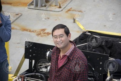 Aleck Wang on the deck of R/V New Horizon.