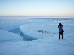 Mark Behn looking south over a glacial lake.