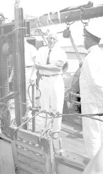 Henry Bigelow on deck of original R/V Atlantis.